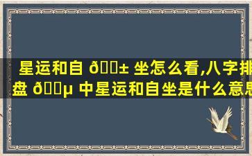 星运和自 🐱 坐怎么看,八字排盘 🐵 中星运和自坐是什么意思